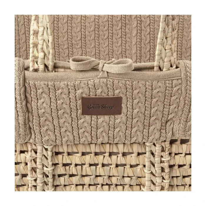 Natural Knitted Moses Basket, Mattress & Rocking Stand Bundle - Truffle - Image 5
