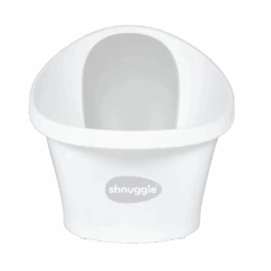 Baby Bath With Plug & Foam Backrest – White/Grey